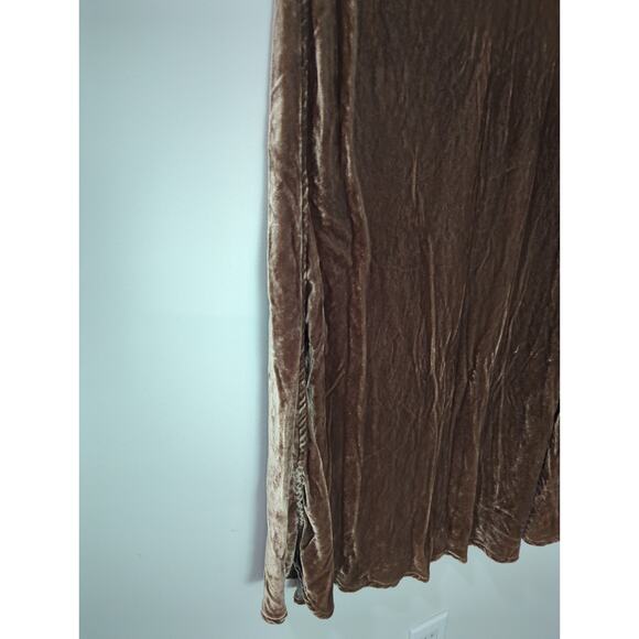 CP Shades Brown Silk Blend Velvet Maxi Skirt - Picture 4 of 5